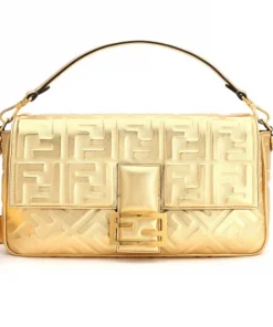 Fendi Replica Baguette Chain Midi Handbag AAAA Gold bag