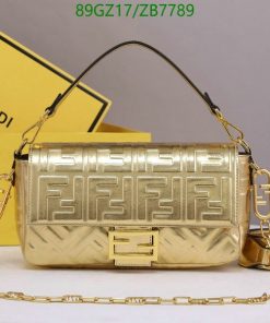 Fendi Replica Baguette Chain Midi Handbag AAAA Gold