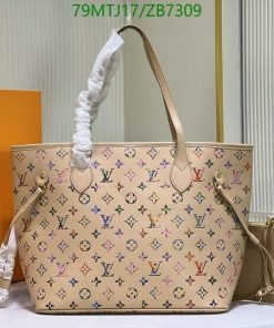 Louis Vuitton Replica Neverfull Tote Monogram Canvas Bag AAAA beige