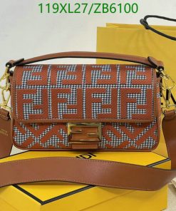 FENDI Replica Baguette FF Embroidered Shoulder Bag AAAA