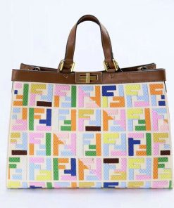 Fendi Peekaboo X Tote ColorFull Handbag with FF Embroidery AAAA+