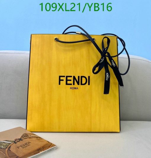 Fendi Yellow Leather Shopping Bag for Women AAAA+