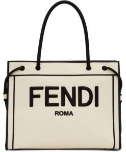 Fendi Off-White Medium Shopper Tote