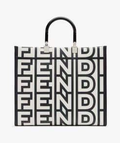 Fendi Roma Women Sunshine Medium Two-Tone Printed Leather Capsule Shopper Mirror 1:1