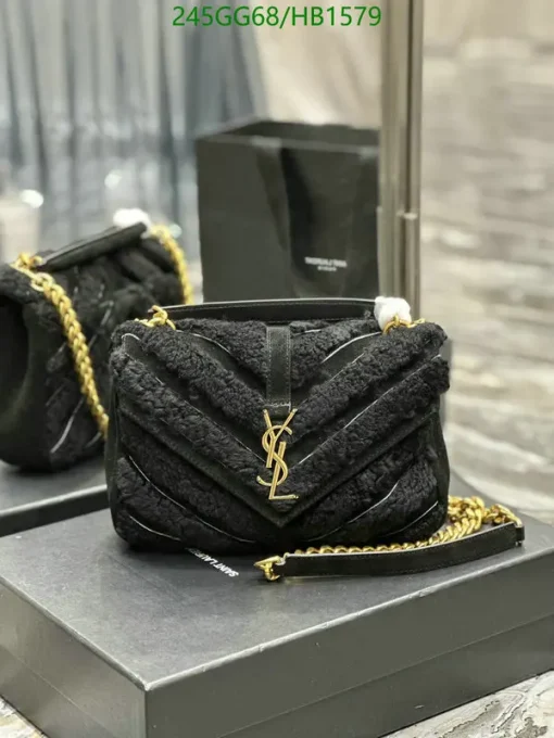 Saint Laurent Medium College shoulder bag in shearling Mirror 1:1 