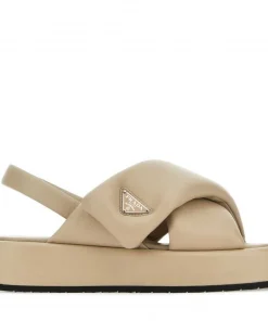 Prada Sandals Women Soft Padded Logo-Plaque