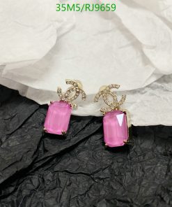 Elegant pink gemstone earrings with diamond accents.