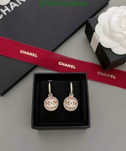 Designer logo earrings in display box with packaging.