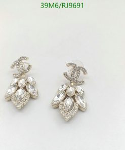 Elegant crystal chandelier earrings on white