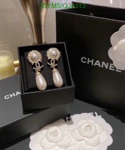 Chanel pearl drop earrings in presentation box.