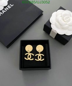 Designer logo earrings in elegant black presentation box.