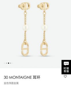 Dior Montaigne gold chain earrings with pearls.