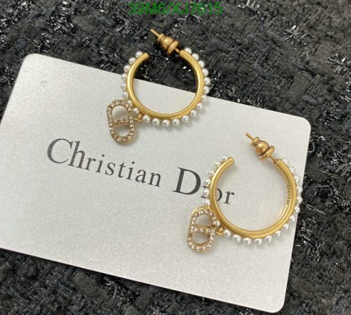 Pearl-embellished gold-tone hoop earrings on card.