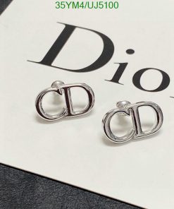 Designer logo silver stud earrings.