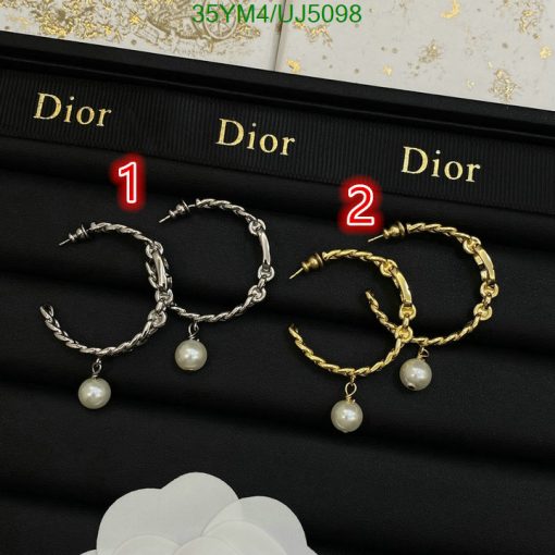 Dior silver and gold hoop earrings with pearls.