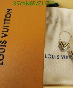 Louis Vuitton earrings on pouch with box.