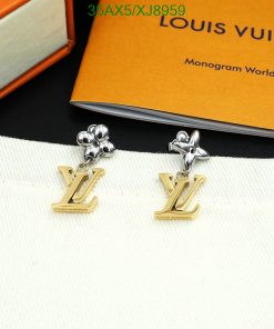 Louis Vuitton gold-tone monogram flower earrings.