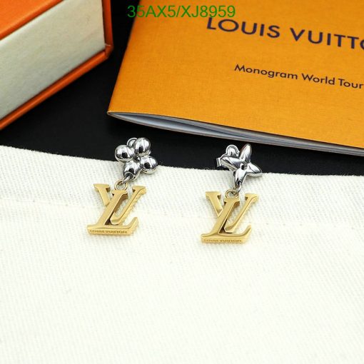 Louis Vuitton gold-tone monogram flower earrings.