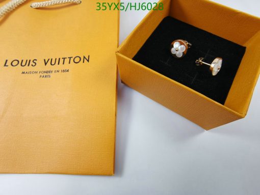 Louis Vuitton bag and box with pearl earrings.