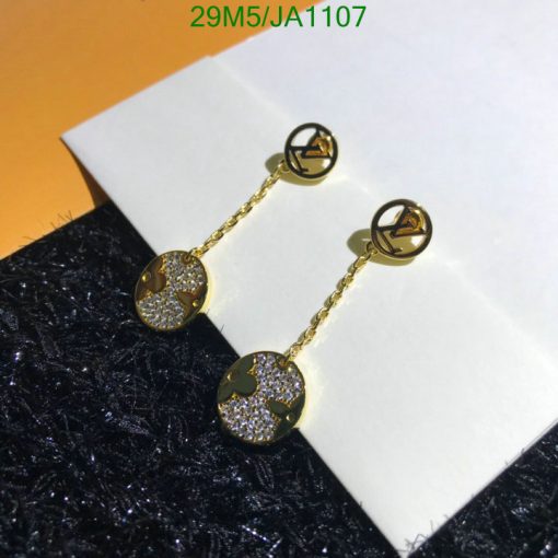 Gold designer dangle earrings with crystals.