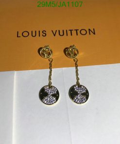 Louis Vuitton branded dangling earrings with sparkling accents.