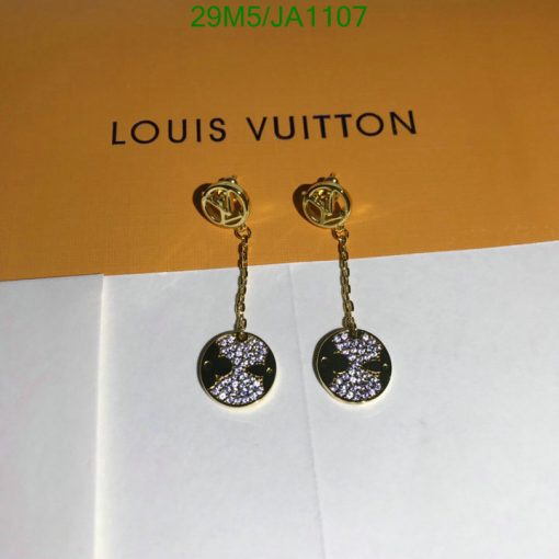 Louis Vuitton branded dangling earrings with sparkling accents.