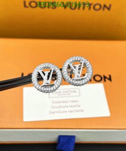 Louis Vuitton diamond-encrusted logo earrings on box