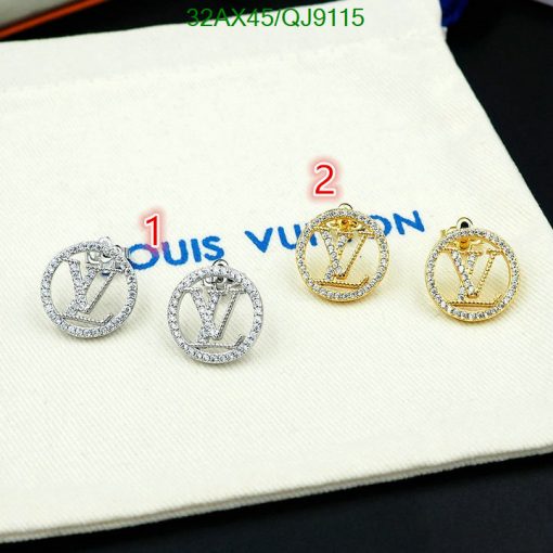 Designer logo pendant earrings, silver and gold options.