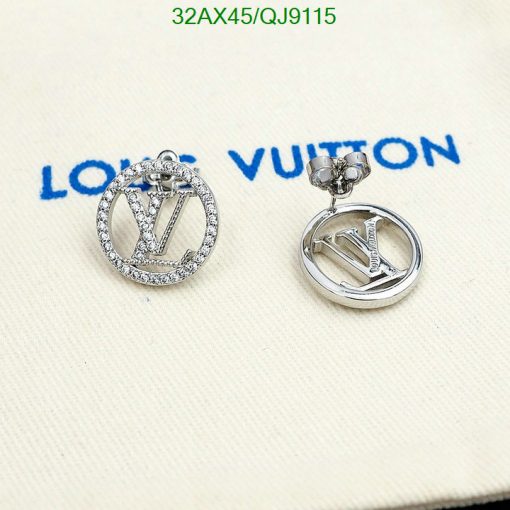 Louis Vuitton logo earrings on fabric