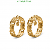 Gold hoop earrings with geometric design.