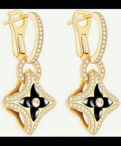 Gold star-shaped earrings with diamonds