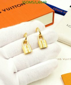 Gold padlock earrings with packaging.