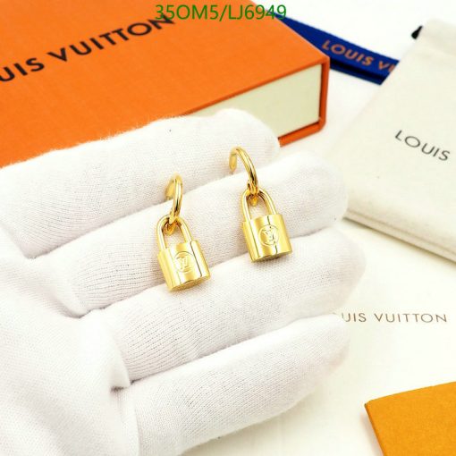 Gold padlock earrings with packaging.