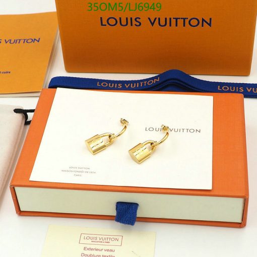 Louis Vuitton earrings with box and packaging.