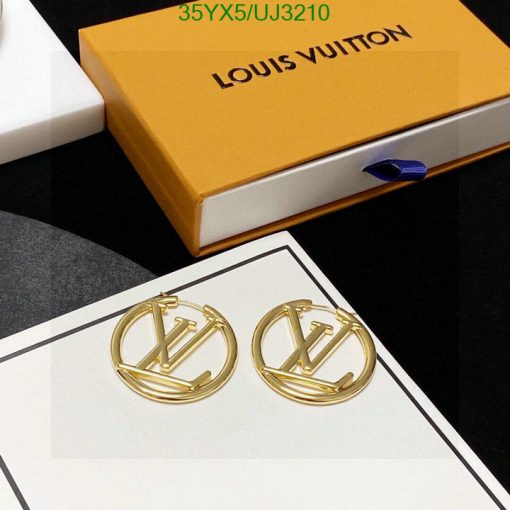 Designer brand earrings with packaging.