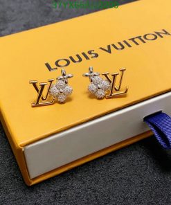 Louis Vuitton earrings on branded box.