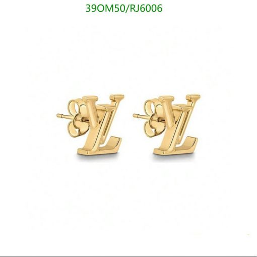 Gold-tone initial letter stud earrings.