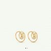 Gold Louis Vuitton logo earrings.