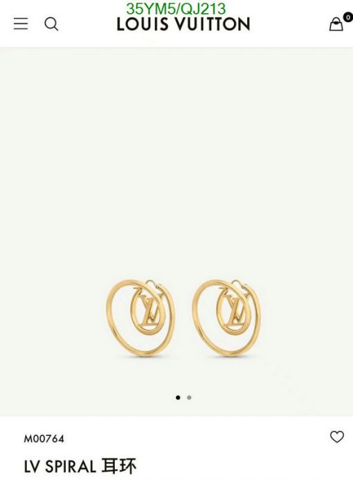 Gold Louis Vuitton logo earrings.