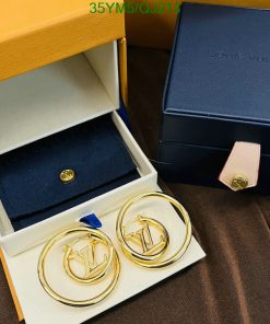 Designer logo earrings in box with packaging.