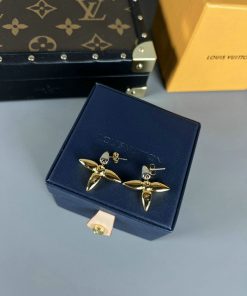 Louis Vuitton earrings in box with logo packaging.