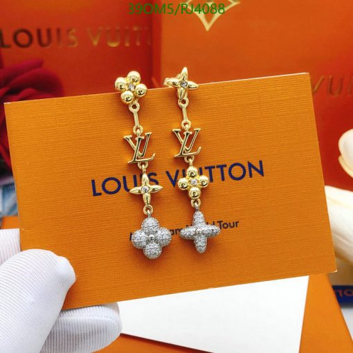 Designer logo drop earrings with box.