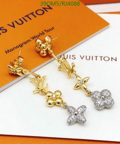 Louis Vuitton brand jewelry with logo and flowers.