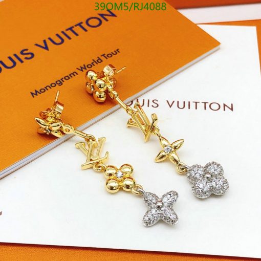 Louis Vuitton brand jewelry with logo and flowers.