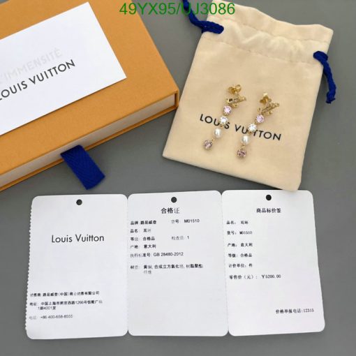 Louis Vuitton packaging and jewelry with price tags.