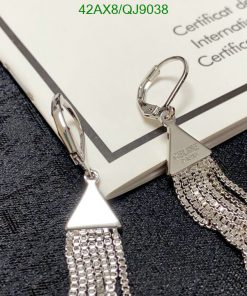 Silver tassel earrings on certificate