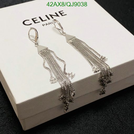 Silver tassel earrings on branded box.