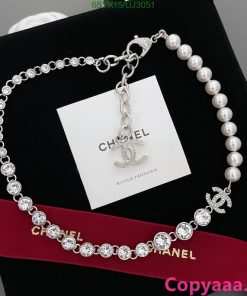 Elegant pearl and crystal Chanel-inspired bracelet