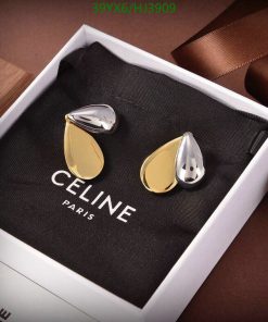 Celine gold and silver teardrop cufflinks in box.