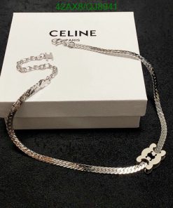 Celine silver chain necklace on box